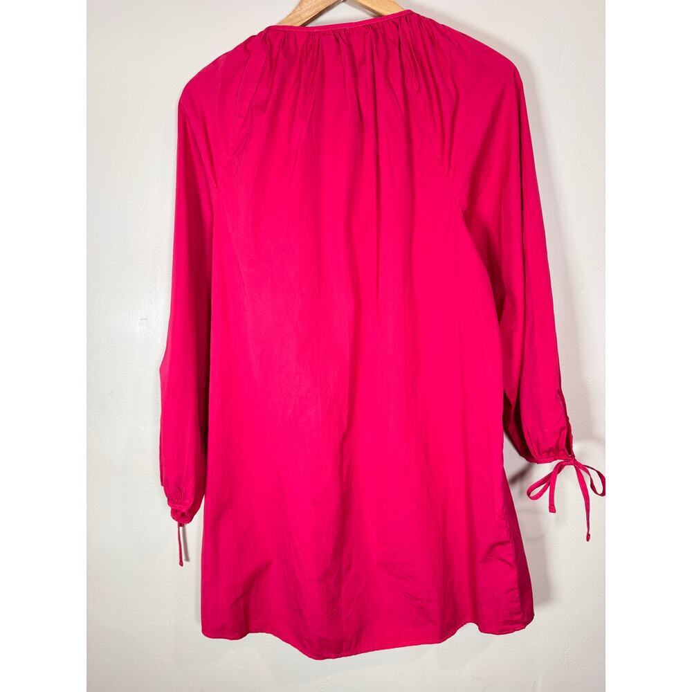 J.Crew Pink Tie-Sleeve Cotton Poplin Shirt Dress Balloon Sleeve Cotton - Picture 8 of 9